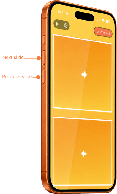 Clicker controlling slides with the iPhone volume buttons
